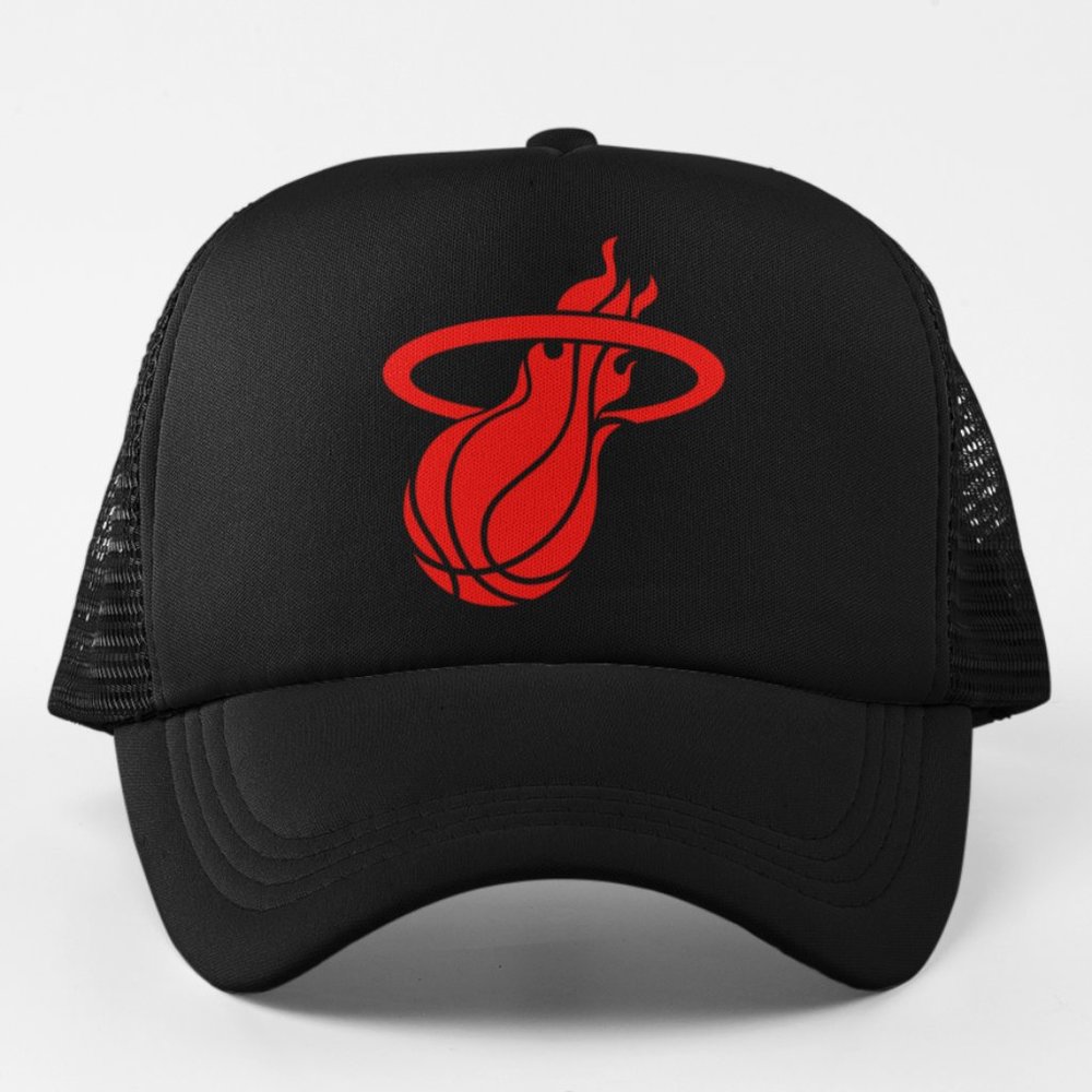 NEW Miami Heat Logo Foam Trucker Mesh Snapback Hat BLACK
